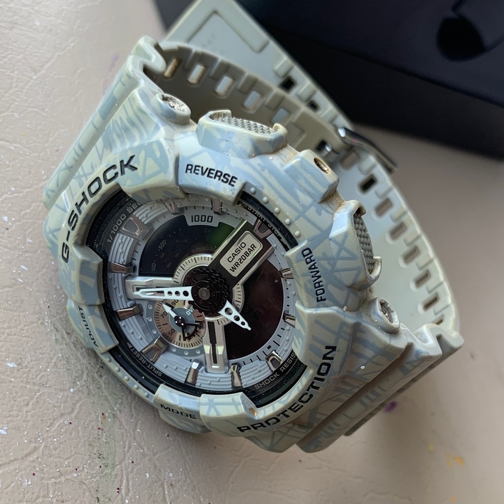 Casio G-Shock Resin Watch - White Camouflage with Black Dial